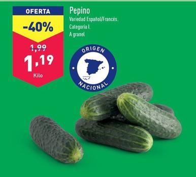 Oferta de Pepino por 1,19€ en ALDI