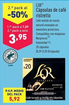 Oferta de L'or - Capsulas De Cafe Ristretto por 7,89€ en ALDI