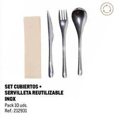 Oferta de Set Cubiertos + Servilleta Reutilizable Inox en Makro