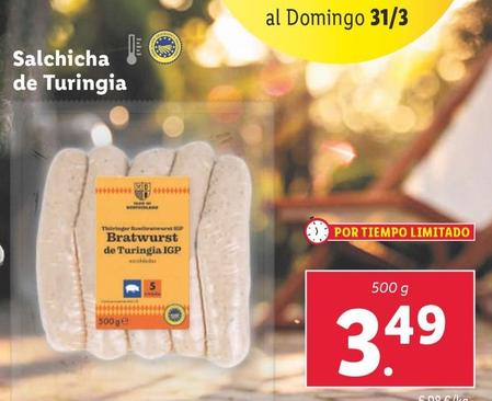 Oferta de Salchicha De Turingia por 3,49€ en Lidl