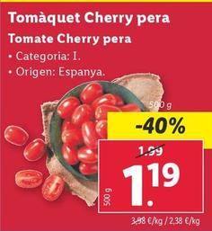 Oferta de Tomate Cherry Pera por 1,19€ en Lidl
