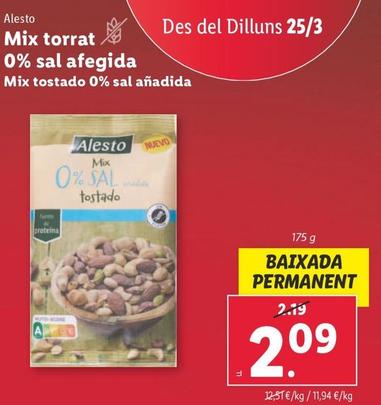 Oferta de Alesto - Mix Tostado 0% Sal Anadida por 2,09€ en Lidl
