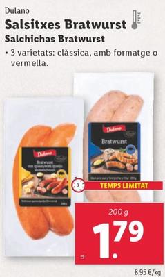 Oferta de Dulano - Salchichas Bratwurst por 1,79€ en Lidl
