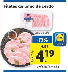Oferta de Filetes De Lomo De Cerdo por 4,19€ en Lidl