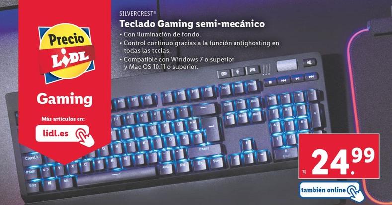 Oferta de Silvercrest - Teclado Gaming Semi-Mecanico por 24,99€ en Lidl