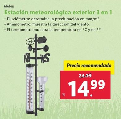 Oferta de Mebus - Estación Meteorológica Exterior 3 En 1 por 14,99€ en Lidl