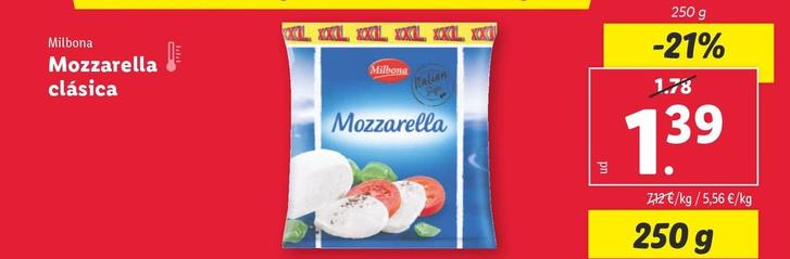 Oferta de Milbona - Mozzarella Clasica por 1,39€ en Lidl