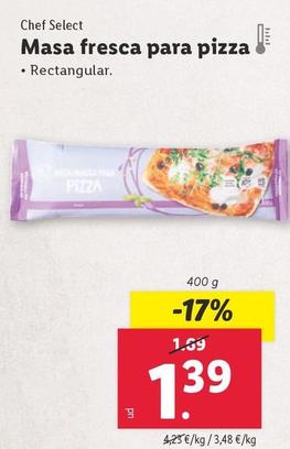 Oferta de Chef Select - Masa Fresca Para Pizza por 1,39€ en Lidl