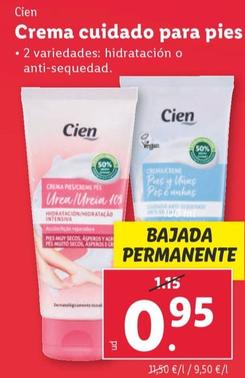 Oferta de Cien - Crema Cuidado Para Pies por 0,95€ en Lidl