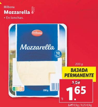 Oferta de Milbona - Mozzarella por 1,65€ en Lidl