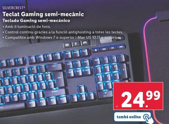 Oferta de Silvercrest - Teclado Gaming Semi-mecanico por 26,99€ en Lidl