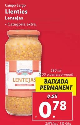 Oferta de Campo Largo - Lentejas por 0,78€ en Lidl