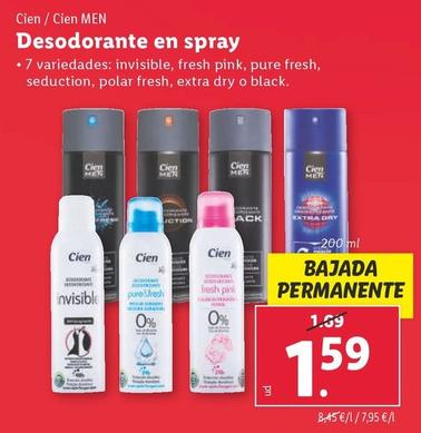 Oferta de Cien/Cien Men - Desodorante En Spray por 1,59€ en Lidl