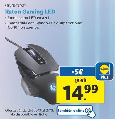 Oferta de Silvercrest - Ratón Gaming LED por 14,99€ en Lidl