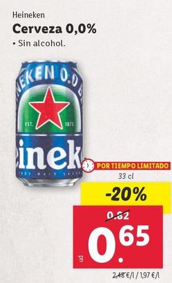 Oferta de Heineken - Cerveza 0,0% por 0,65€ en Lidl