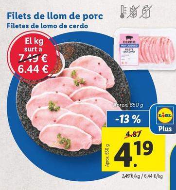 Oferta de Filetes De Lomo De Cerdo por 4,19€ en Lidl