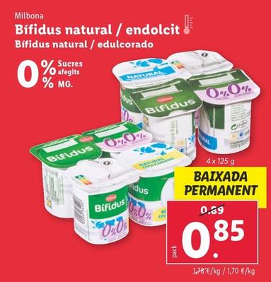Oferta de Milbona - Bifidus Natural/edulcorado por 0,85€ en Lidl