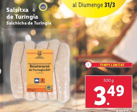 Oferta de Salchicha De Turingia por 3,49€ en Lidl