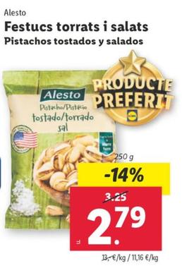 Oferta de Alesto - Pistachos Tostados Y Salados por 2,79€ en Lidl