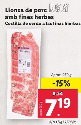 Oferta de Costilla De Cerdo A Las Finas Hierbas por 7,19€ en Lidl