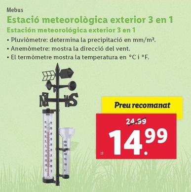 Oferta de Mebus Estacion Meteorologica Exterior 3 En 1 por 14,99€ en Lidl