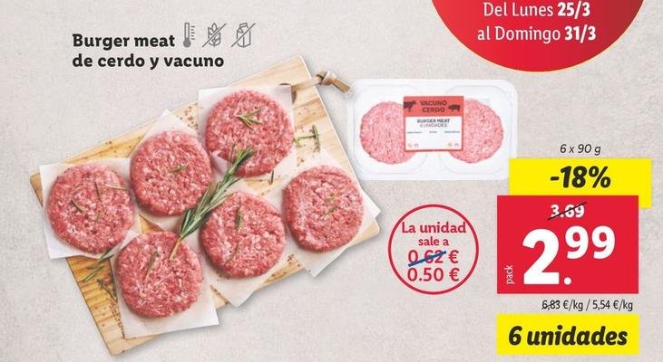 Oferta de Burger Meat De Cerdo Y Vacuno por 2,99€ en Lidl
