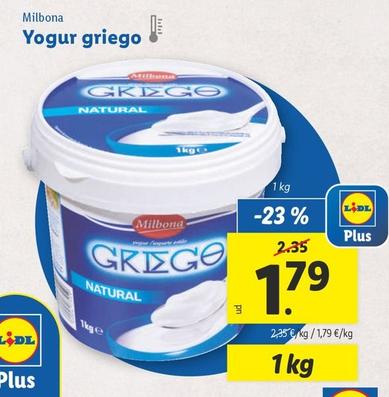 Oferta de Milbona - Yogur Griego por 1,79€ en Lidl