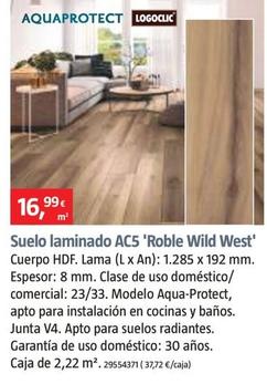 Oferta de Logoclic - Suelo Laminado AC5 'Roble Wild West' por 16,99€ en BAUHAUS