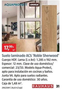 Oferta de Logoclic - Suelo Laminado AC5 'Roble Sherwood' por 17,99€ en BAUHAUS