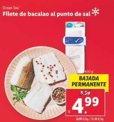 Oferta de Ocean Sea - Filete De Bacalao Al Punto De Sal por 4,99€ en Lidl