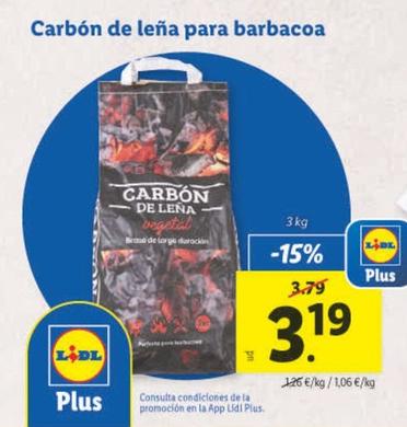 Oferta de Carbón De Leña Para Barbacoa por 3,19€ en Lidl