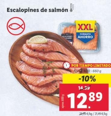 Oferta de Escalopines De Salmón por 12,89€ en Lidl