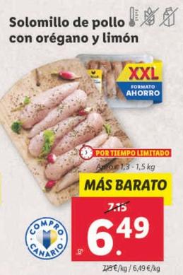 Oferta de Solomillo De Pollo Con Oregano Y Limon por 6,49€ en Lidl