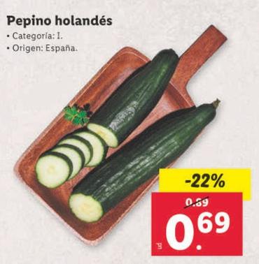 Oferta de Pepino Holandes por 0,69€ en Lidl