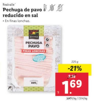 Oferta de Realvalle - Pechuga De Pavo Reducido En Sal por 1,69€ en Lidl