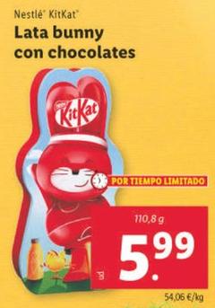 Oferta de Nestlé - Kit Kat Lata Bunny Con Chocolates por 5,99€ en Lidl