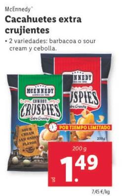 Oferta de Mcennedy - Cacahuetes Extra Crujientes por 1,49€ en Lidl