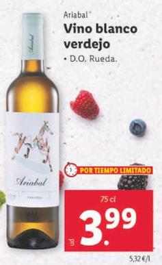Oferta de Ariabal - Vino Blanco Verdejo por 3,99€ en Lidl