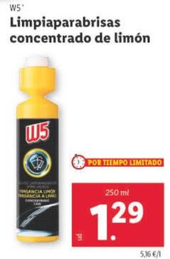 Oferta de W5 - Limpiaparabrisas Concentrado De Limon por 1,29€ en Lidl