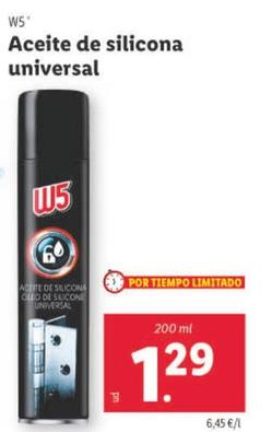 Oferta de W5 - Aceite De Silicona Universal por 1,29€ en Lidl