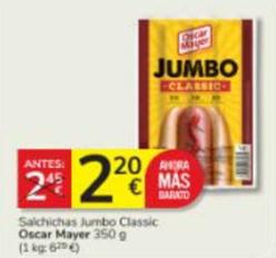 Oferta de Oscar Mayer - Salchichas Jumbo Classic por 2,2€ en Consum