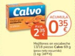 Oferta de Calvo - Mejillones En Escabeche 13/18 Piezas por 2,35€ en Consum