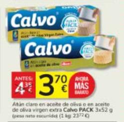 Oferta de Calvo - Atún Claro En Aceite De Oliva / En Aceite De Oliva Virgen Extra por 3,7€ en Consum