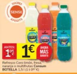 Oferta de Consum - Refresco Cero Limón / Fresa / Naranja / Multifrutas por 1€ en Consum