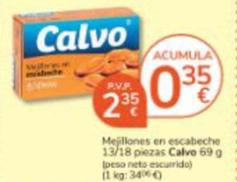 Oferta de Calvo - Mejillones En Escabeche 13/18 Piezas por 2,35€ en Consum