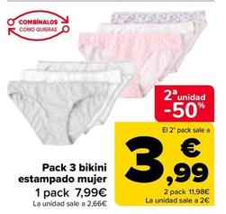 Oferta de Pack 3 Bikini  Estampado Mujer por 7,99€ en Carrefour