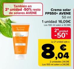 Oferta de Avene - Crema Solar Fps50+  por 16,09€ en Carrefour