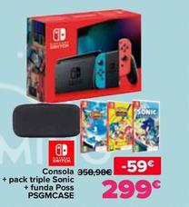 Oferta de Gaming - Consola + Pack Triple Sonic + Funda Poss Psgmcase por 299€ en Carrefour