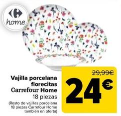 Oferta de  Carrefour Home - Vajilla Porcelana Florecitas por 24€ en Carrefour