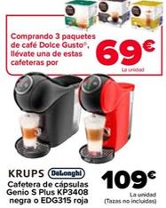 Oferta de Cafetera De Cápsulas Genio S Plus Kp3408 Negra O Edg315 Roja en Carrefour